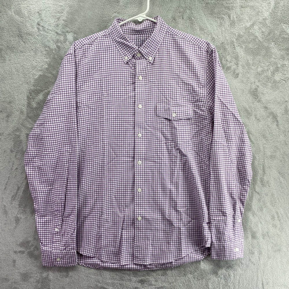 J Crew Mens Large Purple Check Long Sleeve Slim Fit Oxford Button Down Shirt